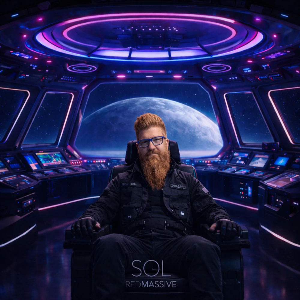 SOL cover: Jason seated on a spacecraft bridge